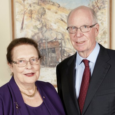 Adjunct Professor Mary Mahoney and Chancellor John Story
